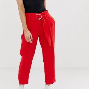 RIVER ISLAND RED TAPERED PANTS * size 12